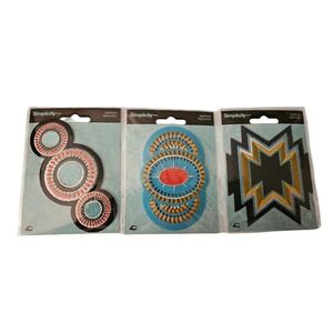 Simplicity Iron On Applique Patch Bundle Southwestern Geometric 3 Pack NEW